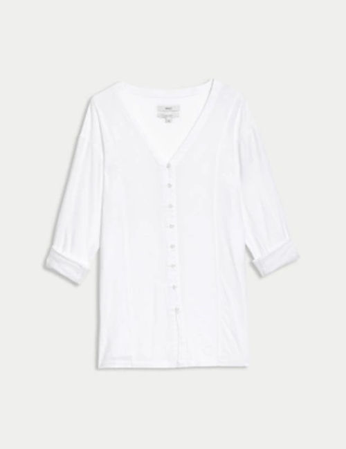 M&S Womens Linen Rich V-Neck...