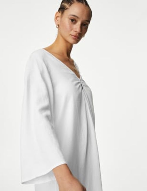 M&S Womens Linen Rich V-Neck...