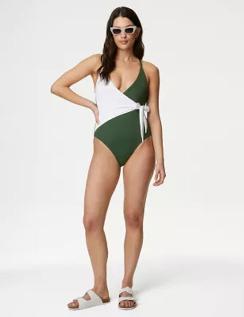 M&S Womens Tummy Control Plunge Halterneck Swimsuit - 8REG - Brown