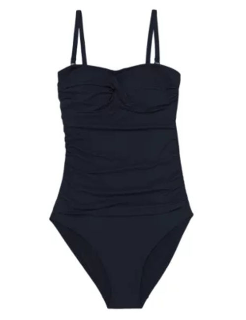 M&S Womens Tummy Control Multiway Bandeau Swimsuit - 8 - Navy