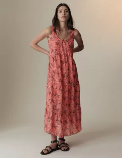 Per Una Women's Cupro Blend Floral Maxi Relaxed Dress - 10REG - Coral Mix, Coral Mix