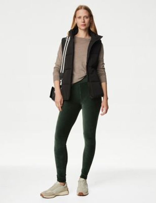 M&S Womens Cord High Waisted Leggings - 6SHT - Dark Green, Dark  Green,Black,Midnight Navy,Bitter Chocolate, £19.50