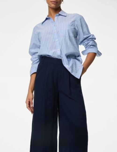 Linen Rich Wide Leg Trousers