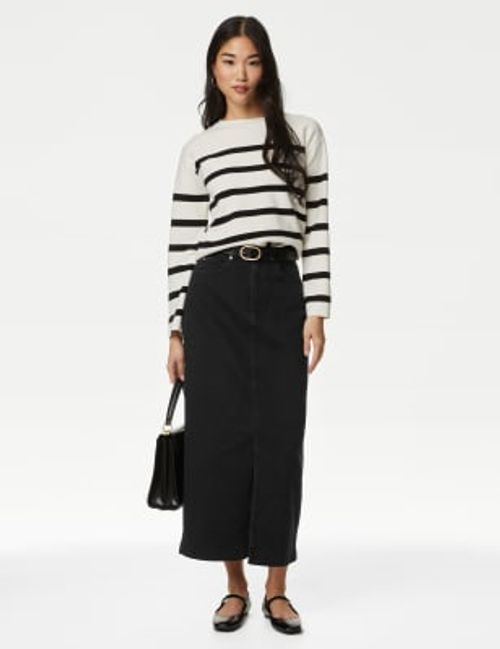 M&S Womens Denim Midi Skirt -...