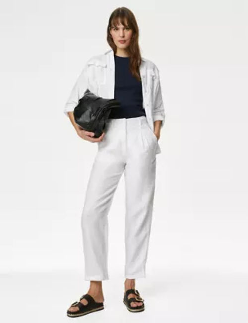 M&S Womens Pure Linen Tapered...