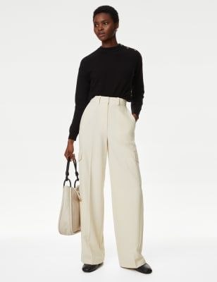 M and s shop wide leg trousers