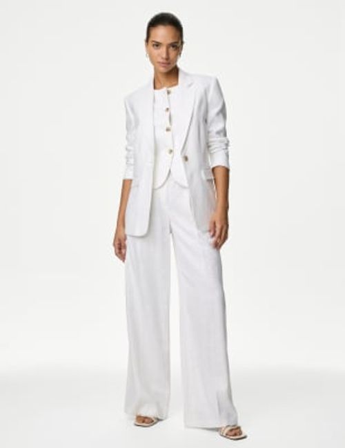 M&S Womens Linen Rich Pleated...