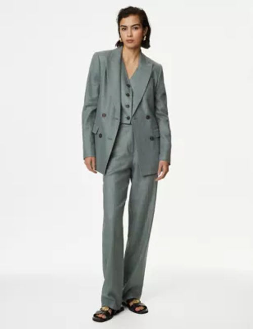 M&S Womens Linen Rich Pleat...