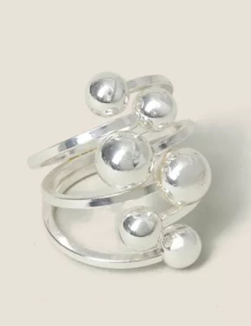 M&S Womens Silver Ball Ring -...