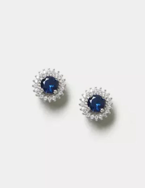 M&S Womens Platinum Blue Stud...