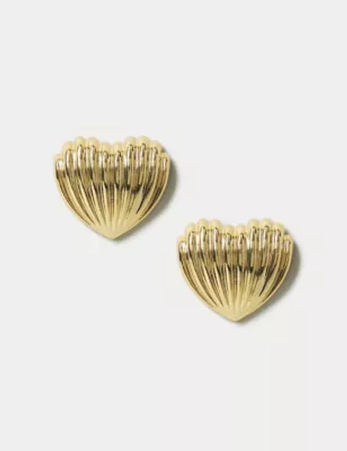 M&S Womens Ridged Heart Stud...