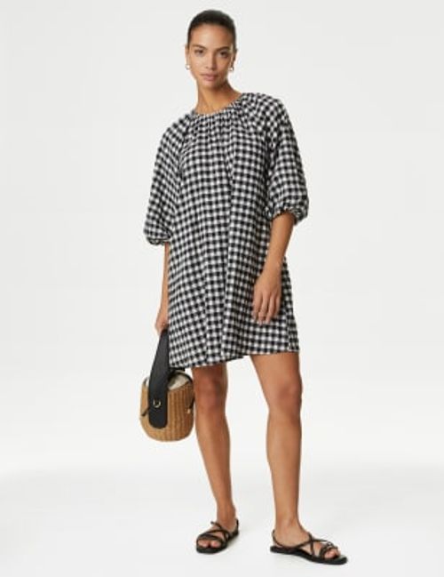 M&S Womens Checked Puff...