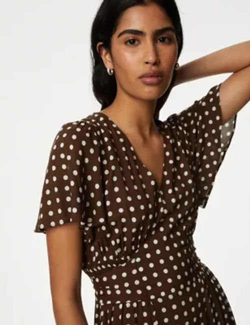 M&S Women's Polka Dot V-Neck...