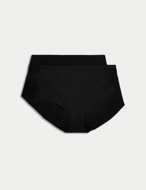 M&S Womens 2pk Light Control No VPL Full Briefs - 18 - Black, Black, £12.00