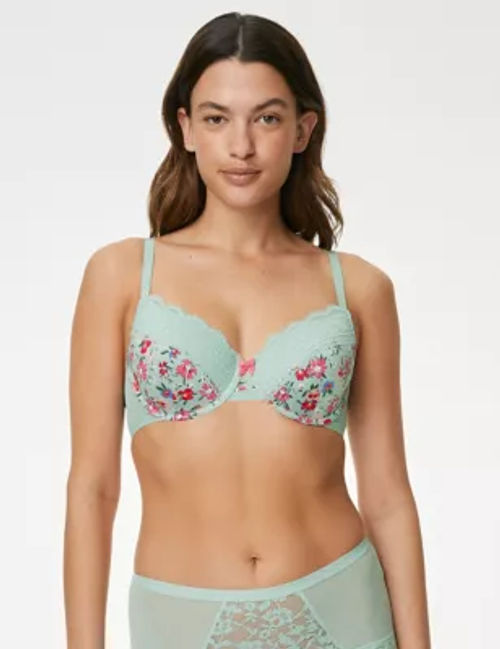 Smoothing Floral Print Full Cup Bra A-E