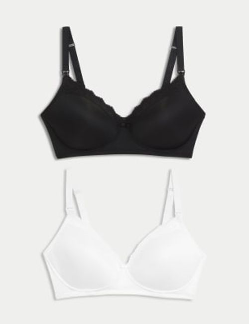 M&S Embroidered Padded Bras - 2pk