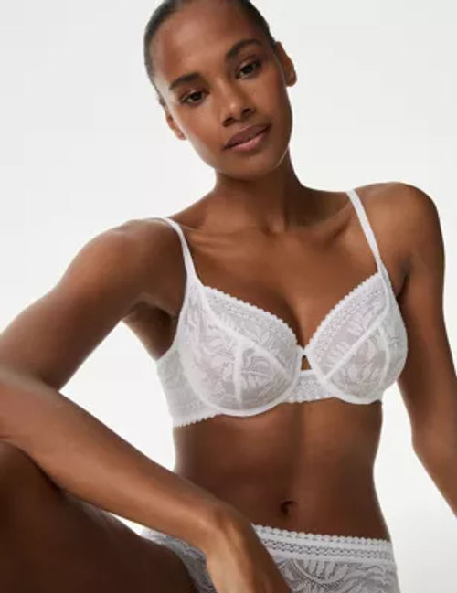 M&S Collection Louisa Lace Underwired Balcony Bra A-E, Compare