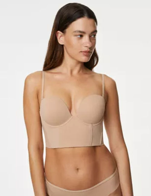 M&S Womens Body Define™ Low Back Wired Push Up Bra A-E - 32C - Rose Quartz,  Rose Quartz,Black, £28.00