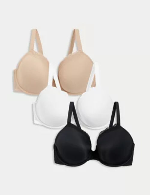 M&S 2pk Lace Trim Padded Plunge T-Shirt Bras