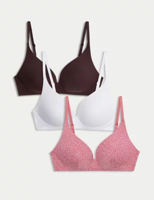 3pk Non Wired Plunge T-Shirt Bras A-E