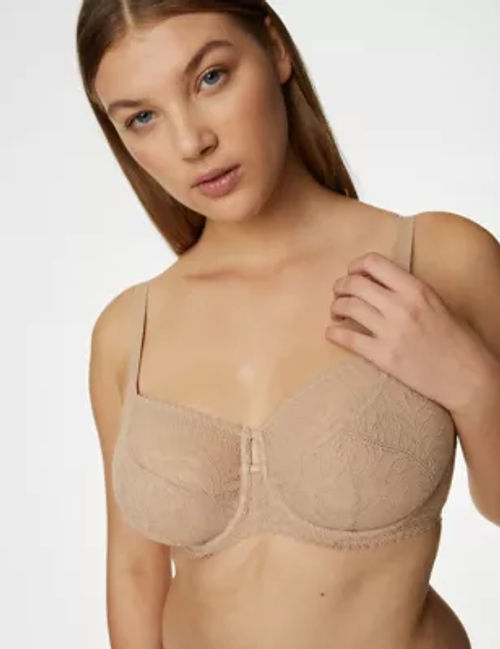 M&S Womens Flexifit™ Lace Wired Balcony Bra F-H - 36H - Rose Quartz, Rose  Quartz,Winter Turq,Black, £22.00