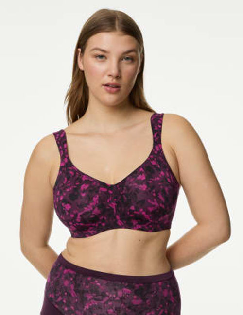 Body By M&S Womens Flexifit™ Printed Wired Minimiser Bra (C-H) - 32C -  Blackcurrant, Blackcurrant, £22.00