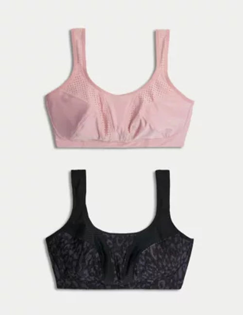 Goodmove Womens 2pk Ultimate Support Non Wired Sports Bras A-E - 32B -  Dusted Pink, Dusted Pink, £30.00