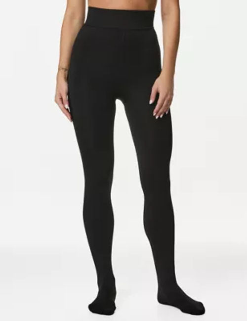 M&S Womens 200 Denier Thermal Fleece Lined Tights - Black, Black