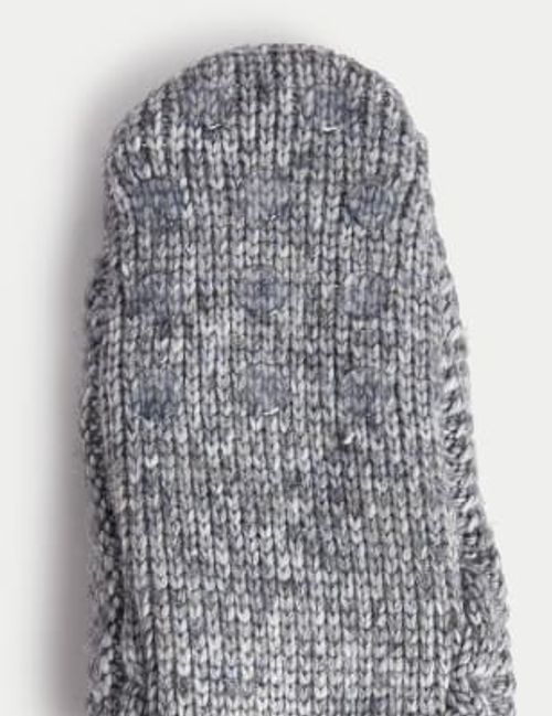 M&S Womens Knitted Faux Fur Pom Hat - Grey