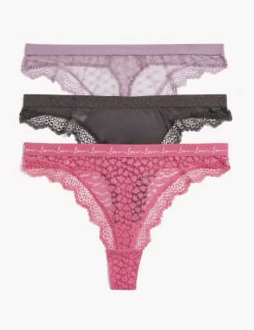 3pk Lace Thongs