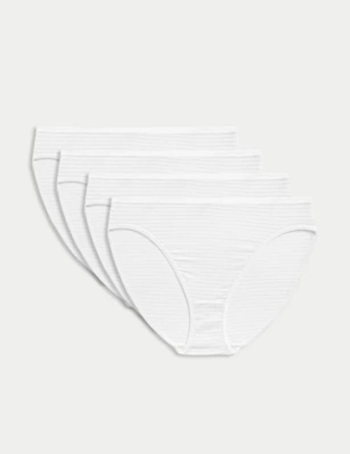 Body By M&S Womens 4pk Modal Rich No VPL High Leg Knickers - 8 - White,  White,Black, £12.00