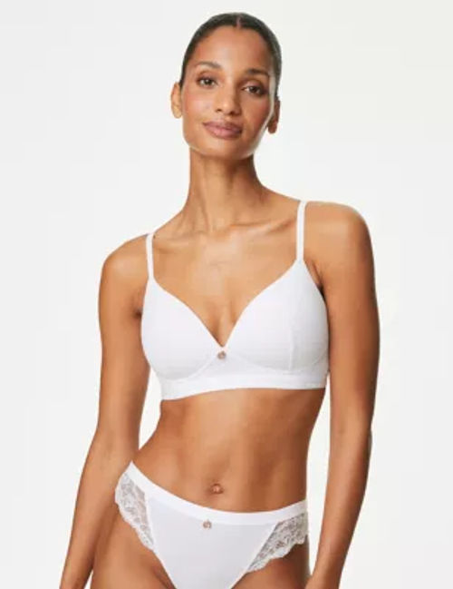 Ribbed Non Wired Plunge Lounge Bra A-E, Rosie