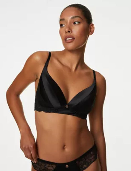 Rosie Womens Silk & Lace Non Wired Bra A-E - 30E - Black, Black, £29.50