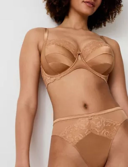 Rosie Womens Silk & Lace Wired Balcony Bra F-H - 30F - Rich Amber, Rich  Amber,Rich Quartz,Topaz,Rose Quartz,Black,Pale Opaline, £29.50