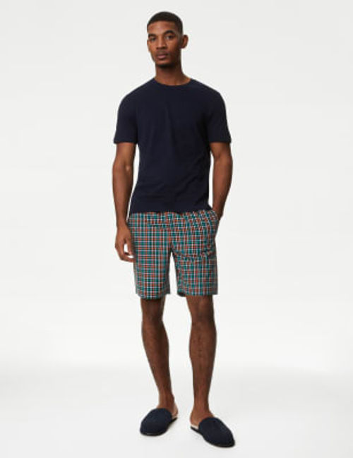 2pk Pure Cotton Checked Pyjama Shorts