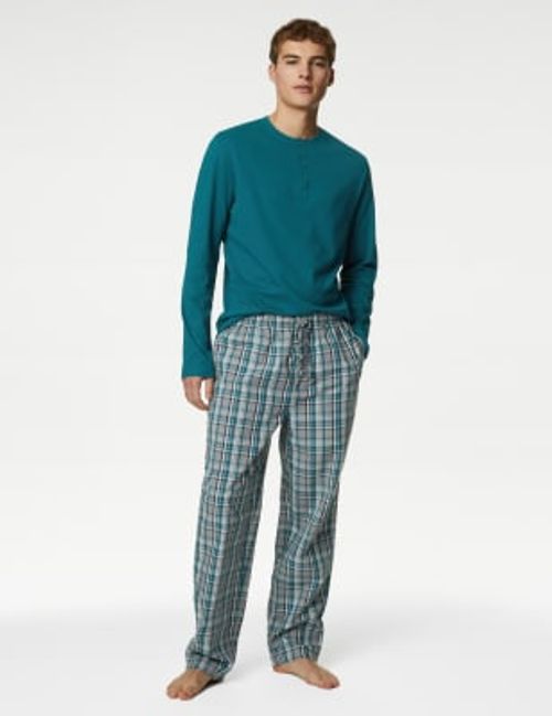 2pk Pure Cotton Checked Pyjama Bottoms, M&S Collection