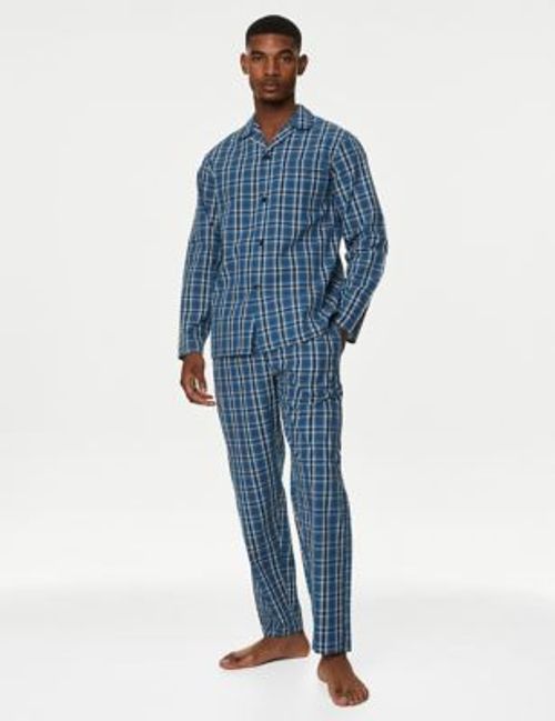 2pk Pure Cotton Checked Pyjama Bottoms, M&S Collection