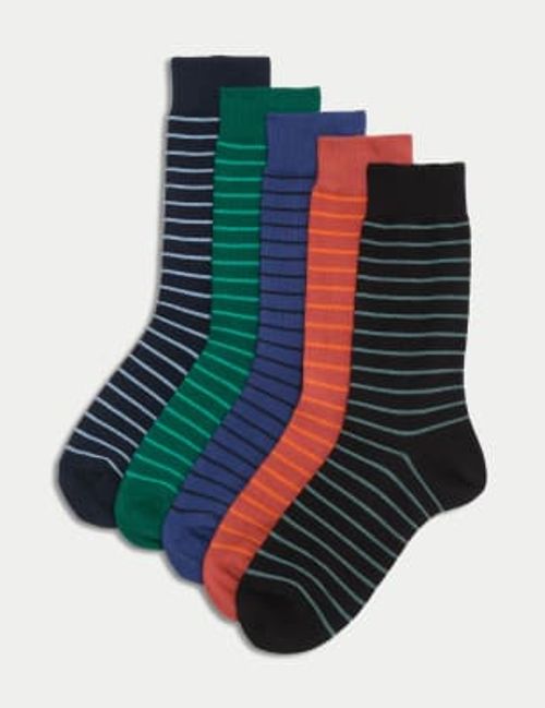 M&S Mens 5pk Cool & Fresh™ Sports Cotton Rich Socks - 6-8.5 - Multi, Multi, £14.00