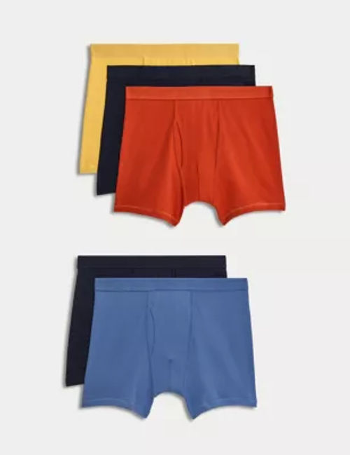 5pk Pure Cotton Cool & Fresh™ Jersey Boxers, M&S Collection