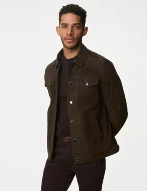 Autograph Mens Suede Utility Jacket - Brown, Brown