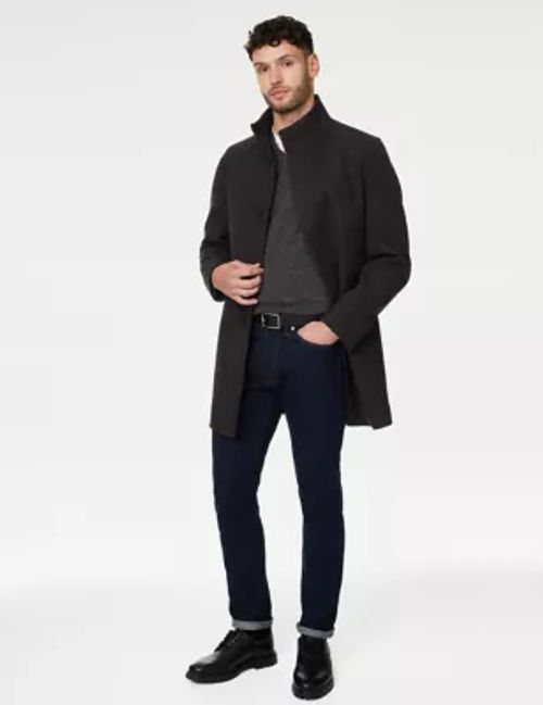 M&S Men's Funnel Neck Coat -...