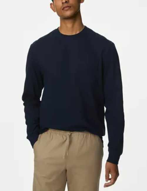 Pure Cotton Crew Neck Henley Top, M&S Collection