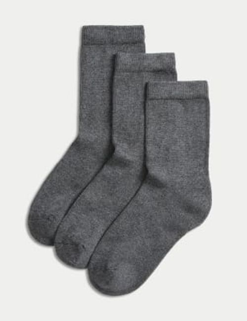 M&S 3pk of Ultimate Comfort Socks - 12+3+ - Grey, Grey