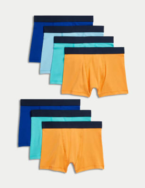 M&S Boys 7pk Cotton Rich Bright Trunks (5-16 Yrs) - 7-8 Y - Multi, Multi