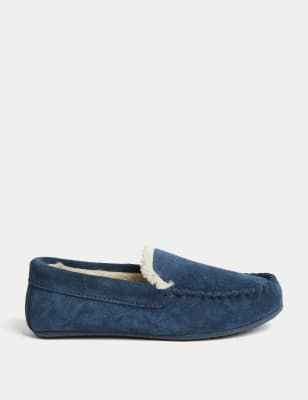 M S Collection Suede Moccasin Slippers with Freshfeet Compare