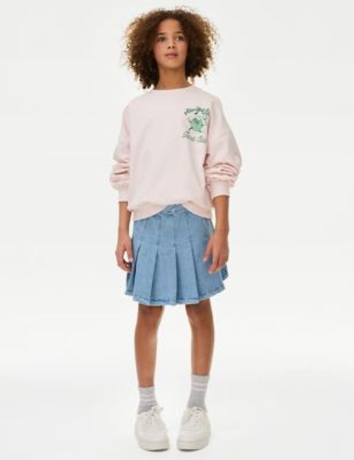 M&S Girls Denim Pleated Skirt...