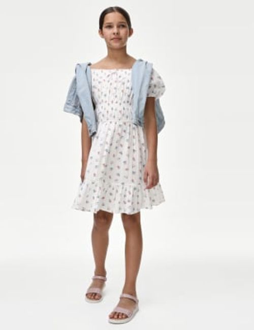 M&S Girls Pure Cotton Floral...