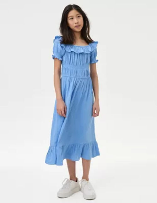 M&S Girls Pure Cotton Shirred...