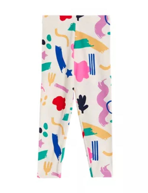 M&S Girls Cotton Rich Patterned Leggings (2-8 Yrs) - 3-4 Y - Multi