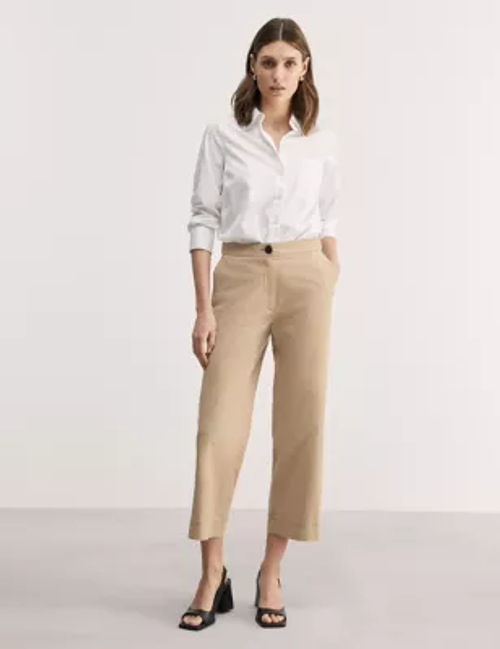 Jaeger Women's Cotton Rich Cropped Trousers - 8 - Camel, Camel